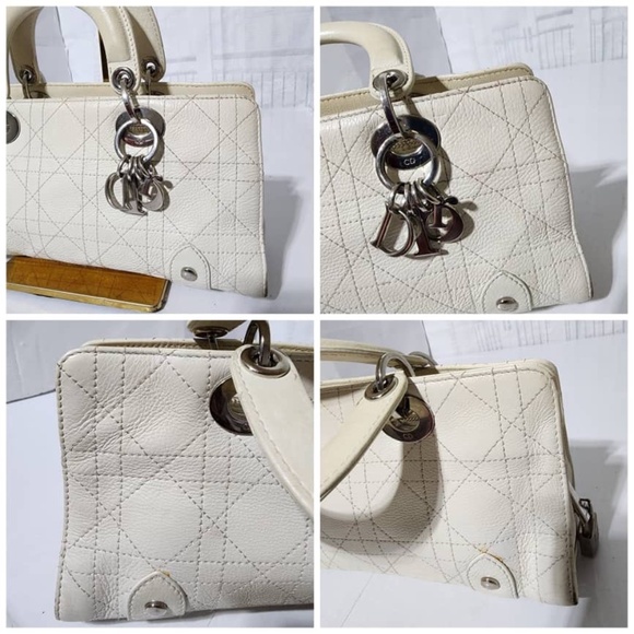 Authentic CHRISTIAN DIOR Calfskin Cannage Stitched Small Lady East West Lady Dio - Picture 14 of 15